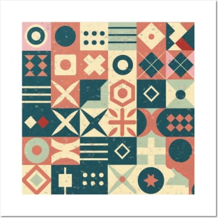 retro geometric design Posters and Art